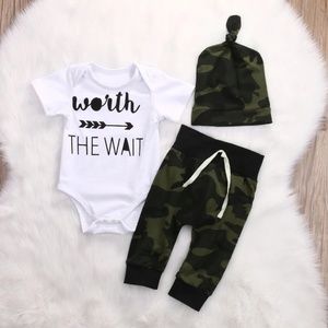 SALE!! Adorable Army Green Baby Unisex Outfits.